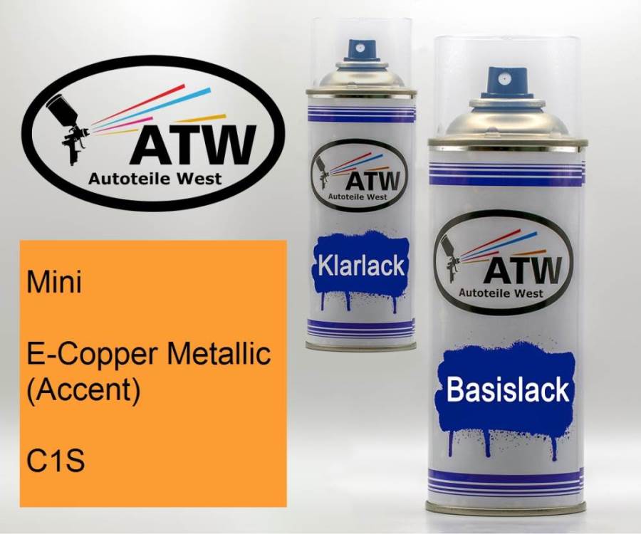 Mini, E-Copper Metallic (Accent), C1S: 400ml Sprühdose + 400ml Klarlack - Set, von ATW Autoteile West.